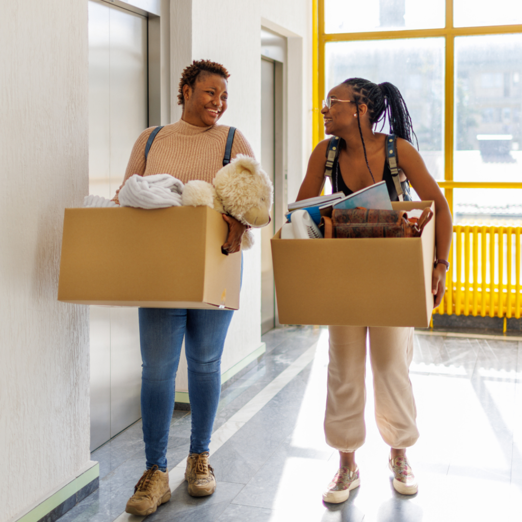 Woman helping her daughter move into University while tackling menopause and depression, triggered by life changes.