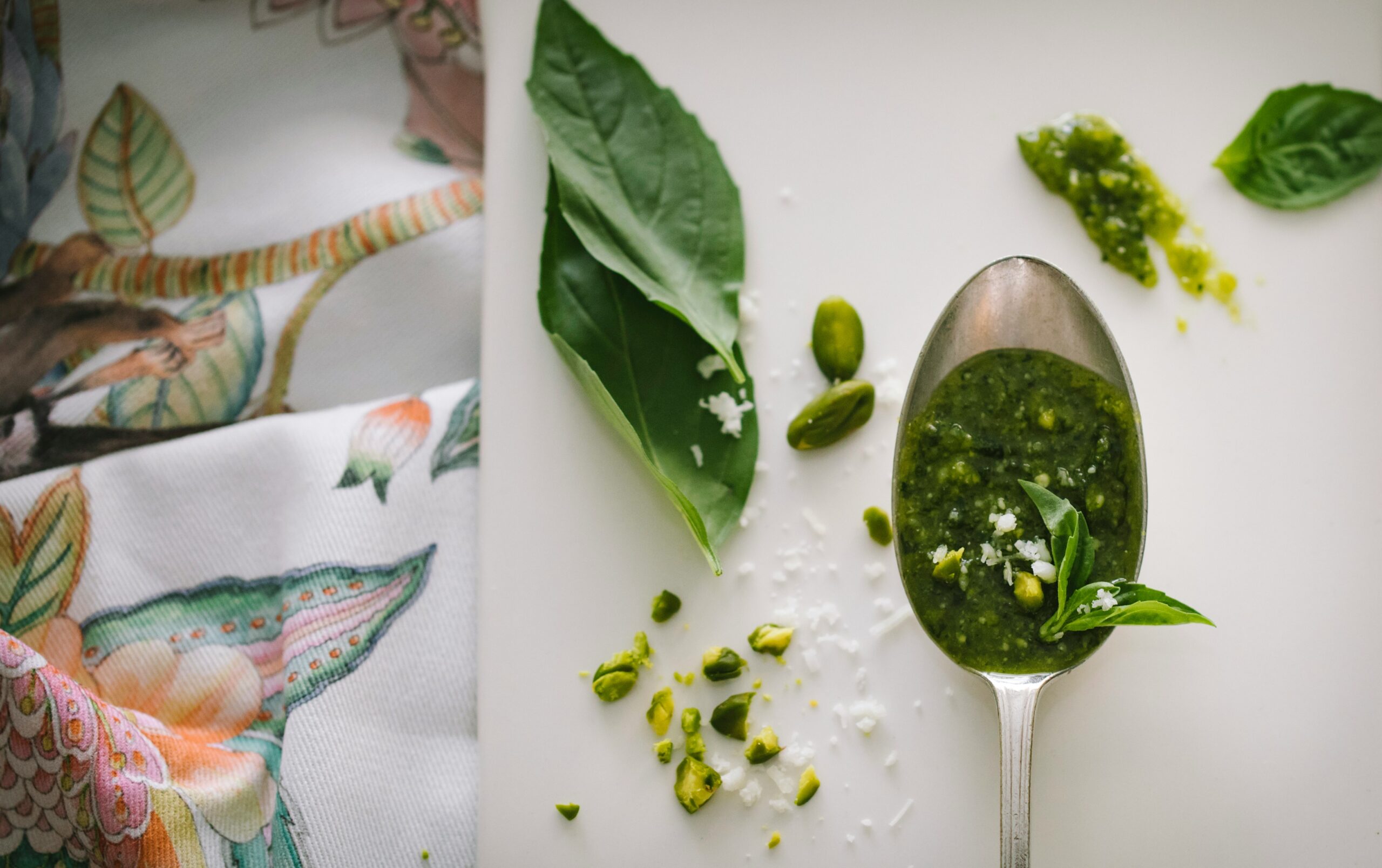 A spoonful of pesto made with sunflower seeds - foods for skin made easy.